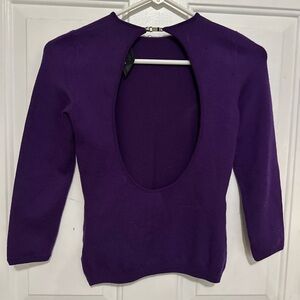 Versace purple long sleeve sweater with open back